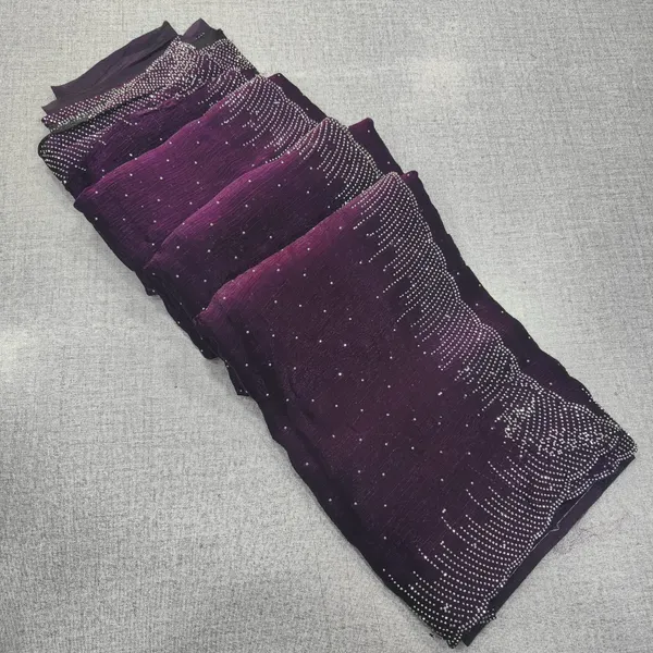 Premium Space Silk Plain Saree with Heavy Stone Work |SR70